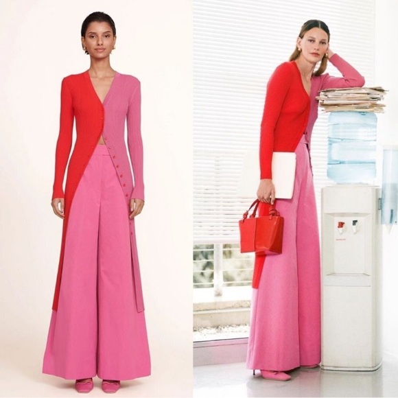 STAUD Red and Pink Ribbed Knit Dress - Picture 2 of 5